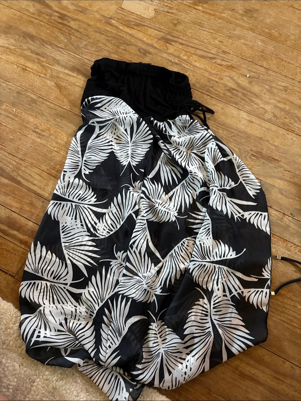Black & White Palm Print Swim Cover-Up